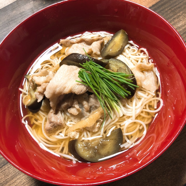 ナスと豚肉のにゅうめん୨୧⑅*.